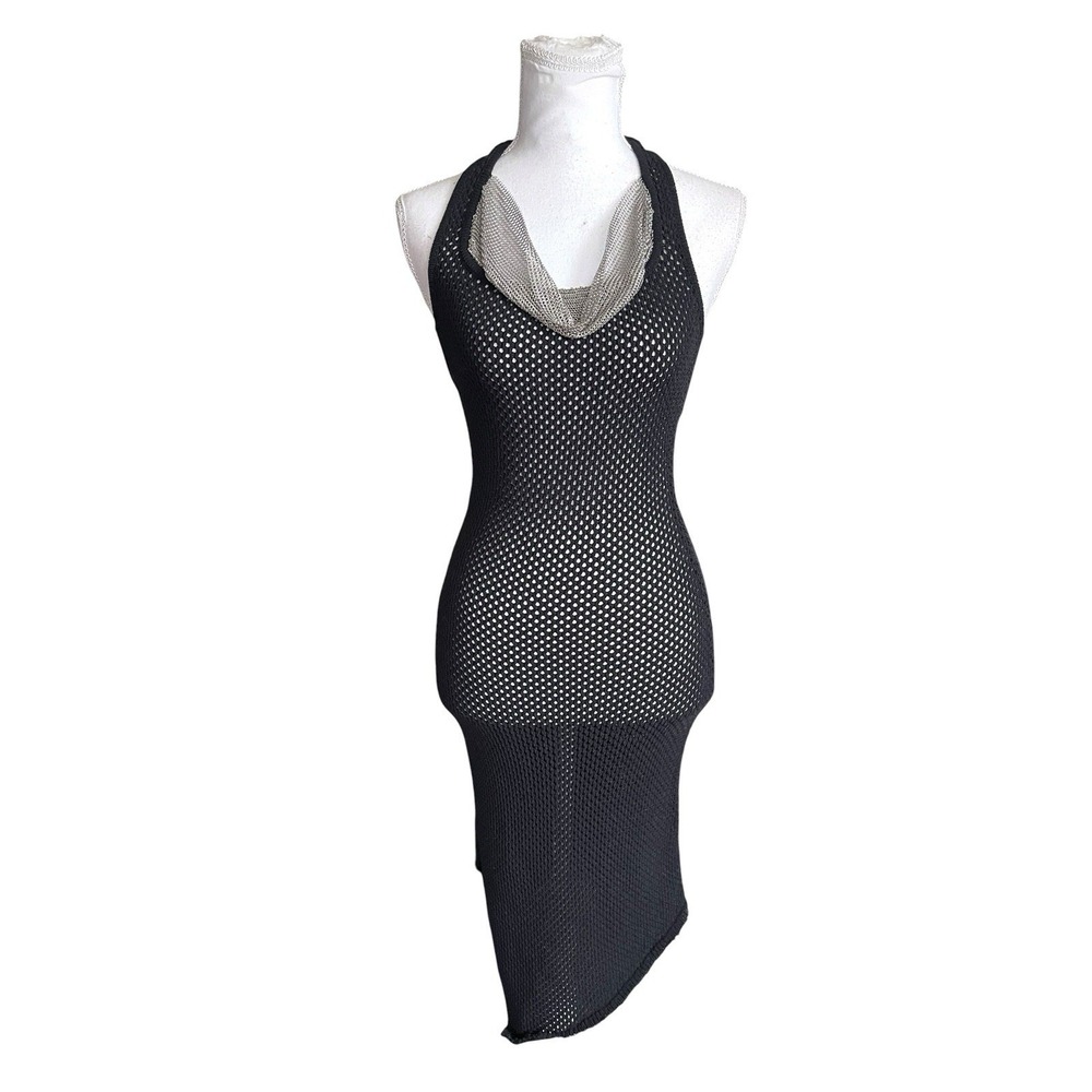 Aya Muse Deodar Knitted Sheer Dress Chain Link Swim Cover Up Resortcore FLAWED S - Picture 3 of 16
